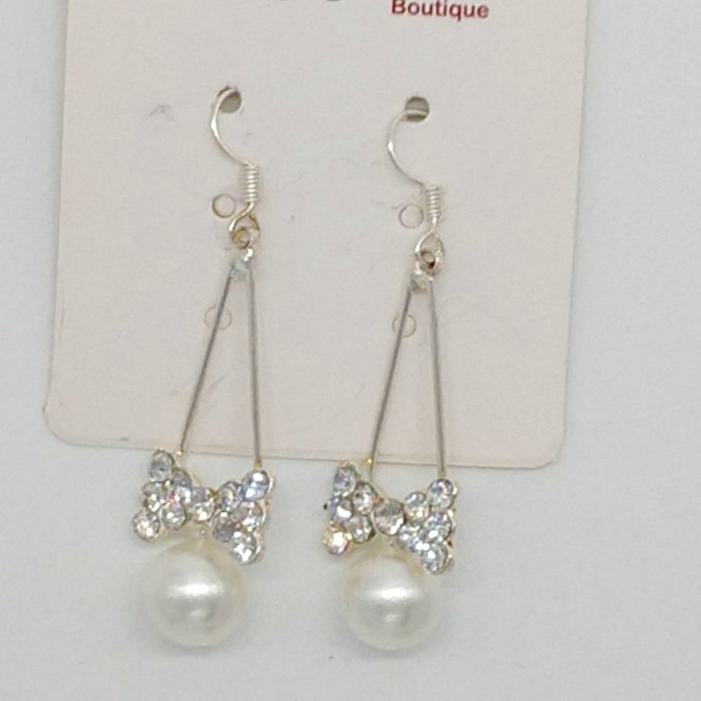 Pearl & Rhinestone Drop Earrings